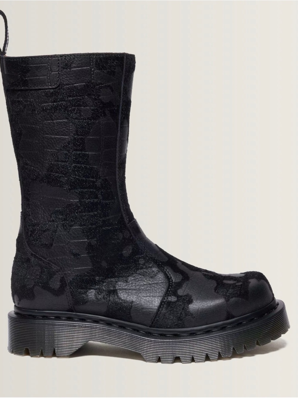 Dr. Martens REJENA Black Textured Platform Mid-Calf Boot